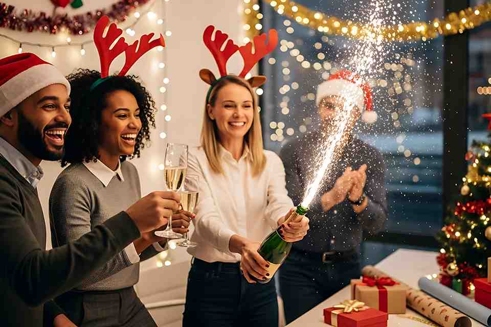 Personen bei Weihnachtsfeier